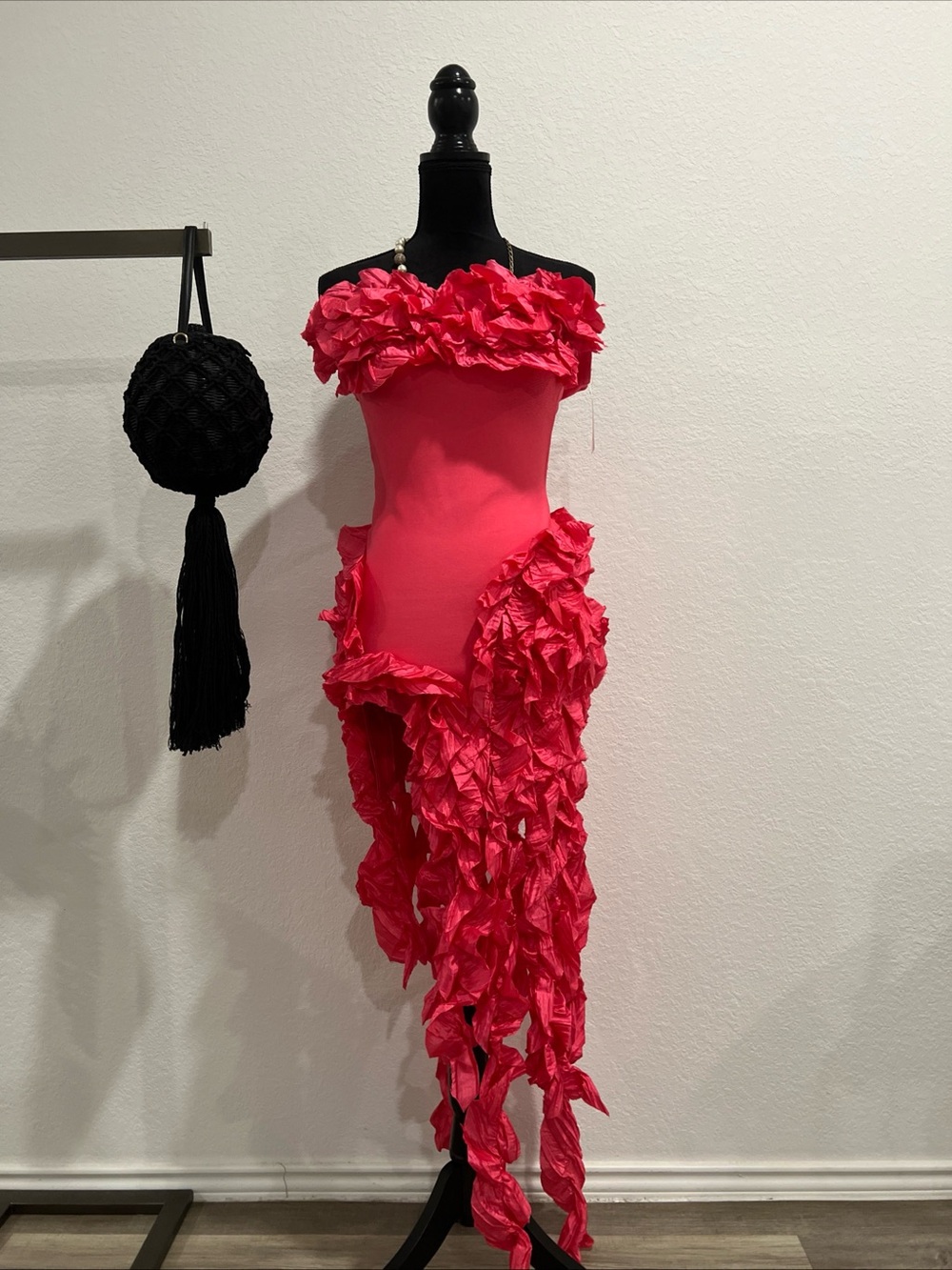 Strapless Ruffled Pink Women’s Dress